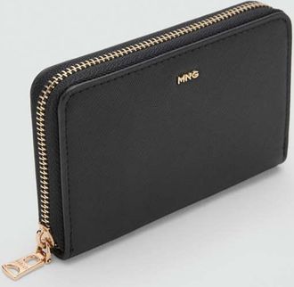 Mango Portafoglio medio effetto Saffiano nero - Donna - Taglia unica - MANGO