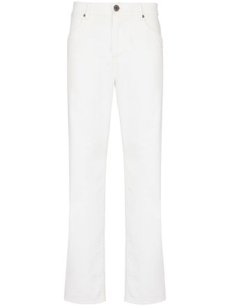 Balmain logo-embroidered straight-leg jeans - men - Cotton - 30 - White