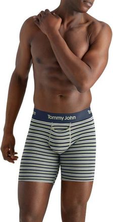 Tommy John Second Skin 6-Inch Boxer Briefs in Oil Green Varsity Stripe at Nordstrom, Size X-Large