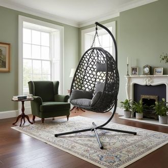 Gaveno Cavailia Swing Hanging Egg Chair Outdoor Garden & indoor in Charcoal