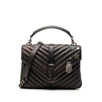 Saint Laurent Pre-owned Saint Laurent Medium Metallic Chevron Sheepskin Monogram College Pins Satchel Ladies R2SIU66B38Y2L1N8