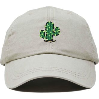 Dalix Cactus Embroidered Low Crown Cap in Washed Stone White at Nordstrom