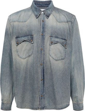 Rhude faded-effect denim shirt - men - Cotton - S - Blue