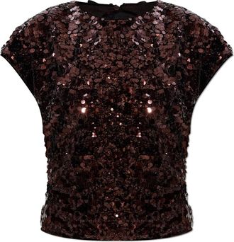 Ganni Top met open rug - Dames - Blouses - Bruin - XS - Leer - Overhemden