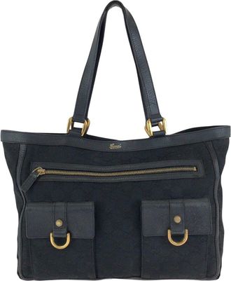 Gucci Black Gg Canvas & Leather Abby Tote (Authentic Pre-Loved)