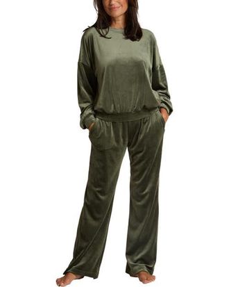 Hunkem&ouml;ller Velvet Long-Sleeve Pyjama Set in Climbing Ivy at Nordstrom, Size X-Large