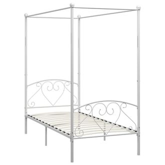 vidaXL Estructura Cama Con Dosel Sin Colch&oacute;n Metal Blanco 120x200 Cm Vidaxl