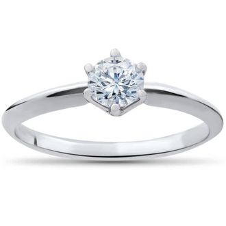 Pompeii3 3/8ct Round Diamond Solitaire Engagement Ring 10K White Gold Size Selectable