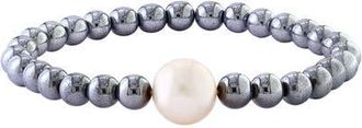 Effy Peach Freshwater Pearl Hematite Beaded Bracelet in Hematite/pearl at Nordstrom, Size 7