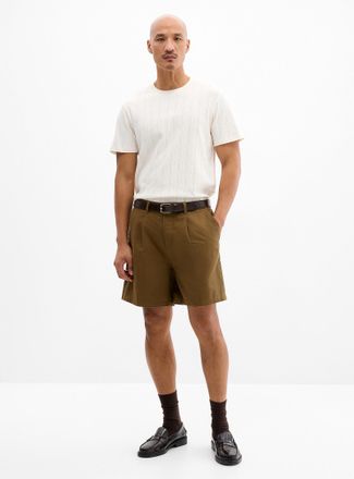 Le 31 Mens Pleated cotton-linen short Inseam: 7