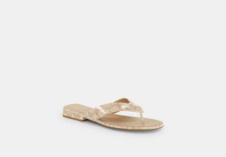 Coach Womens Bridgette Sandal in Beige, Size 6.5 | Patent Leather