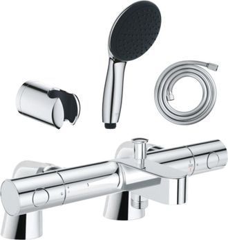 GROHE Conjunto Termost&aacute;tico Para Ba&ntilde;era/ducha Grohe Grohtherm 800 Cosmopolitan + Teleducha Redonda De 2 Chorros + Manguera + Soporte