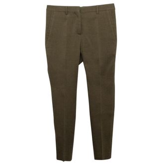 Burberry Olive Green Wool and Silk Blend Trousers Size S