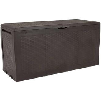 Dmora Dmora - Cassapanca outdoor Torio, Baule da giardino, Contenitore da esterno, Panchina contenitore da esterno, 116x45 h57 cm, Marrone