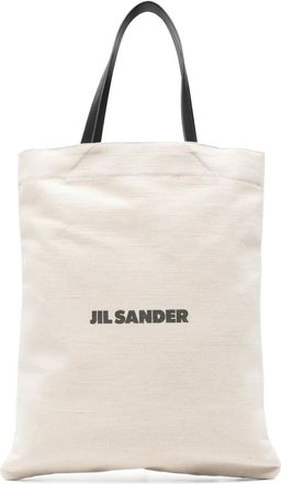 Jil Sander Borsa tote media con logo - Toni neutri