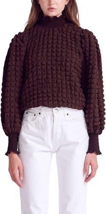 endless rose Smocked Turtleneck Top in Brown at Nordstrom Rack, Size X-Small