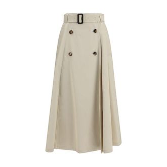 Burberry Beige Cotton Midi Womens Skirt