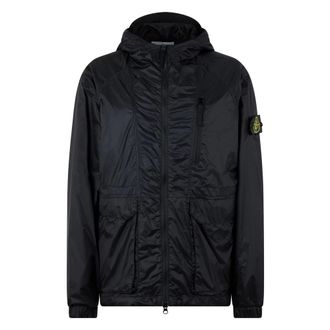 Stone Island Wind Jackets, male, Black, Size: L Light Ripstop Cordura Jacket