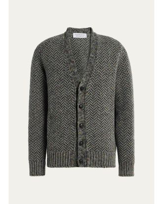Gabriela Hearst Gentry Chevron-Knit Cashmere Cardigan