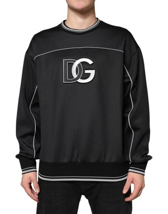 Dolce & Gabbana Mens Black Dg Logo Crew Neck Sweatshirt Sweater 07+pl Clothing