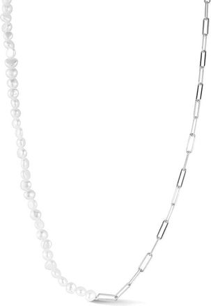 Glaze Jewelry Silver 3.5Mm Pearl Paperclip Necklace
