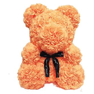 Trade Shop Trade Shop - Oso De Peluche Rose Oso Con Flores Artificiales Desde 25 Cm De San Valent&iacute;n - Orange