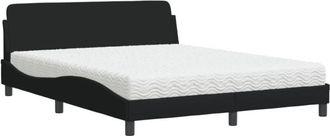 vidaXL Vidaxl - Cama Con Colch&oacute;n De Tela Negro 160x200 Cm
