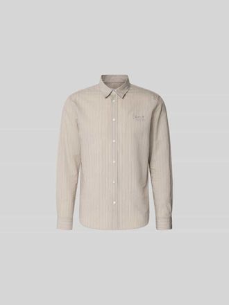 Maison Kitsun&eacute; Slim Fit Freizeithemd aus Baumwoll-Mix in Taupe, Gr&ouml;&szlig;e XL