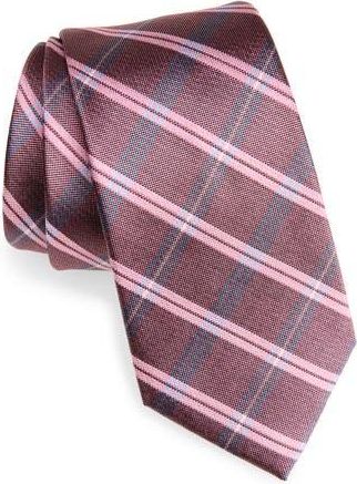 Bonobos Plaid Silk Twill Tie in Pink at Nordstrom Rack