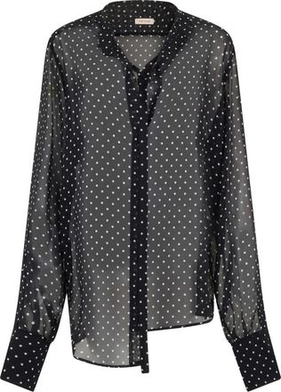 The Mannei Shirts, female, Black, Size: 2XS Silk Shirt with Polka Dots