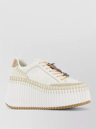 Chlo&eacute; leather platform low-top sneakers