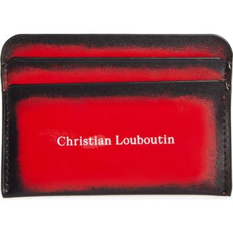 Christian Louboutin The Brushed Leather Card Holder in Loubi at Nordstrom