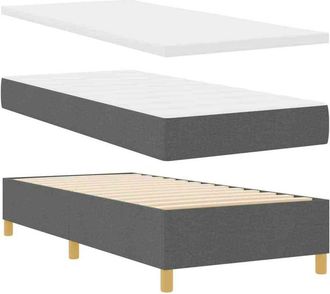 vidaXL Cama Tipo Box Spring Con Colch&oacute;n Gris Oscuro 90 X 200 Cm Tela Vidaxl
