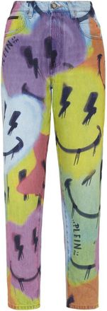 Philipp Plein Jeans Mom Fit Smile - Dames - Loose Fit Jeans - Veelkleurig - W26 - Denim - Jeans