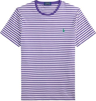 Ralph Lauren Tops, Heren, Paars, S, Katoen, Gestreepte Katoenen T-shirt