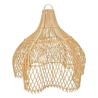 NATYAL L&aacute;mpara de techo de rat&aacute;n natural en forma de flor y estrella d.30 cm