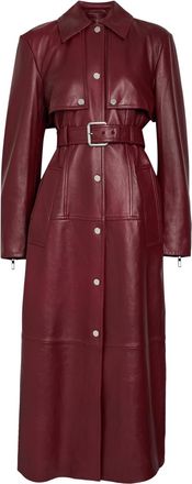 Sportmax Detachable Sleeve Leather Trench Coat - Bordeaux - 10 (UK10 / S)
