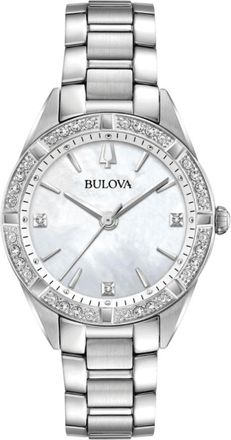 Bulova Sutton Diamond White Mother of Pearl Dial Stainless Steel Womens Watch 96R233