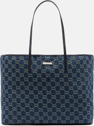 Gucci Essence Large leather-trimmed denim tote bag