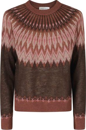 Roberto Collina Dark Purple Fair Isle Crew-Neck Baby Alpaca-Blend Sweater