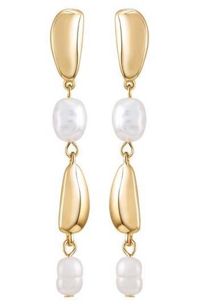 Vince Camuto Faux Pearl Linear Drop Earrings in Goldtone at Nordstrom Rack