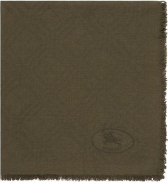 Burberry monogram frayed scarf - unisex - Wool/Silk - OS - Green