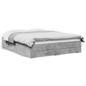 Berkfield Home Bed Frame with Drawers without Mattress Concrete Grey 140x200 cm