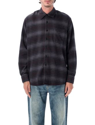 Our Legacy Above Faded Nocturne Plaid Italian Cotton Flannel Overshirt