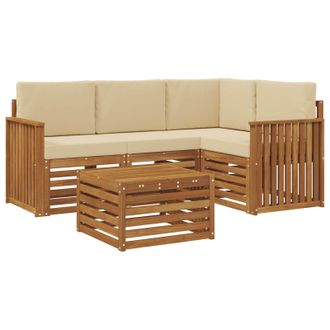 vidaXL Conjunto De Sof&aacute;s De Exterior Con Coj&iacute;n 5 Pcs Natural Y Beige Vidaxl