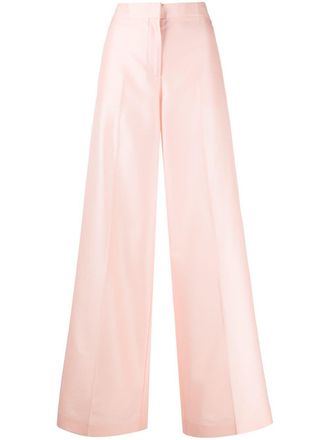 Pucci wide-leg high-waisted trousers - women - Wool - 38 - Pink