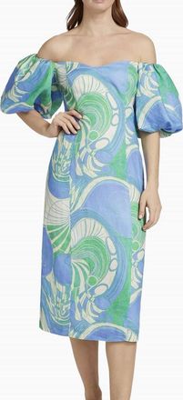 Rhode Resort Karima Short Puff Sleeves Midi Dress In Periwinkle