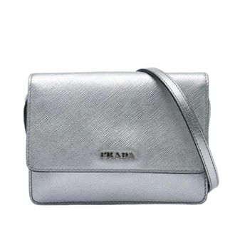 Prada Pre-owned Saffiano Crossbody Bag - Dames - Pre-owned - Grijs - Maat: ONE Size Leer