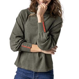 Lilla P Womens Snap Cuff Turtleneck Sweater In Moss