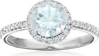 Ross-Simons Aquamarine Ring With. Diamonds in Platinum
